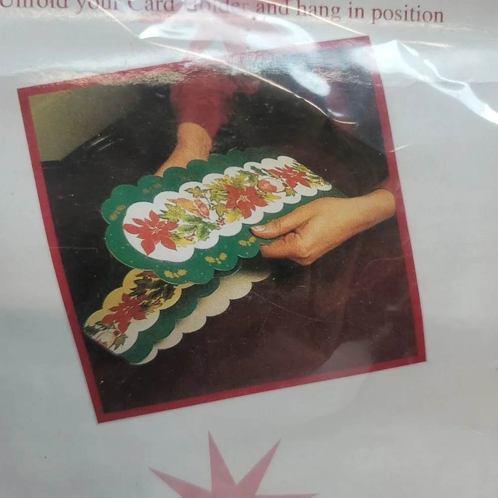 Vtg 1983 Cardboard Christmas Card Holder Poinsettia Bird 39